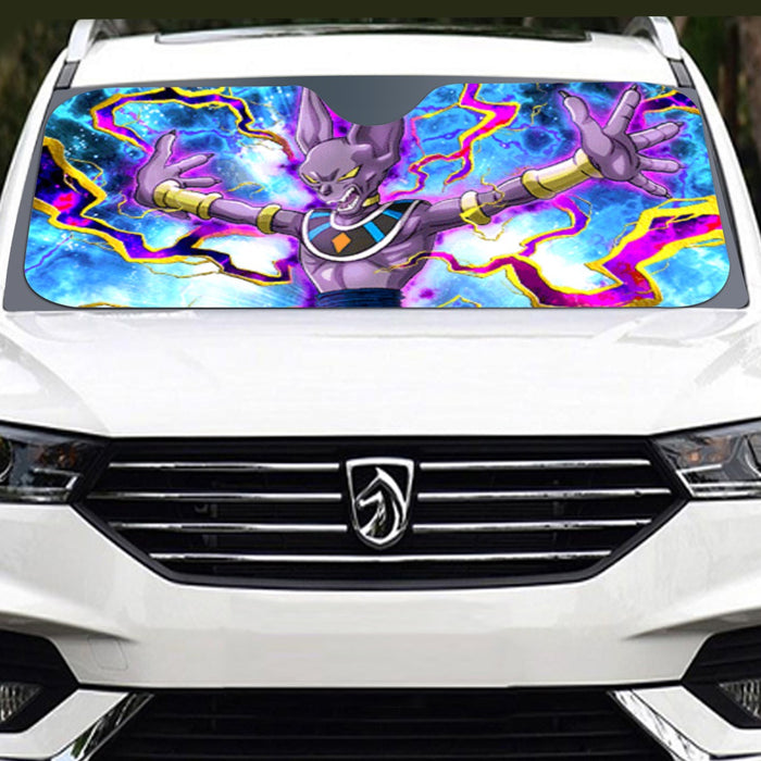 Dragon Ball Super Beerus Destruction God Egyptian Cat Vibrant Design Windshield Sunshade