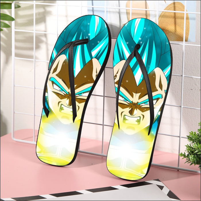 Dragon Ball Blue Vegeta Super Saiyan God Kamehameha  Flip Flops