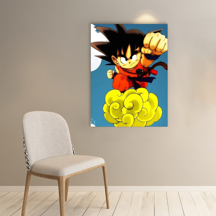 Young Goku Kid Flying Cloud Fight 3D Dragonball Paper poster