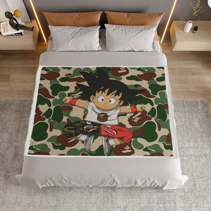 Dragon Ball Jumping Kid Goku Camouflage Household Warm Blanket