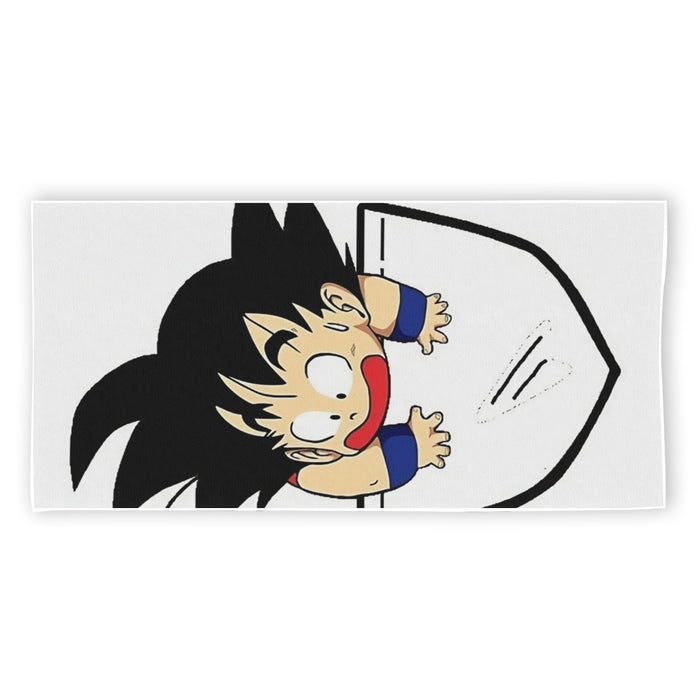 Smiling Goku On Pocket Of Dragon Ball Z Beach Towel