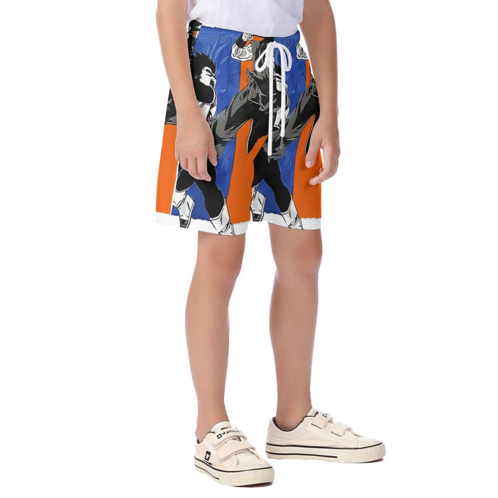 Red Goku And Blue Vegeta Fight Dragon Ball Z Kid's Beach Shorts