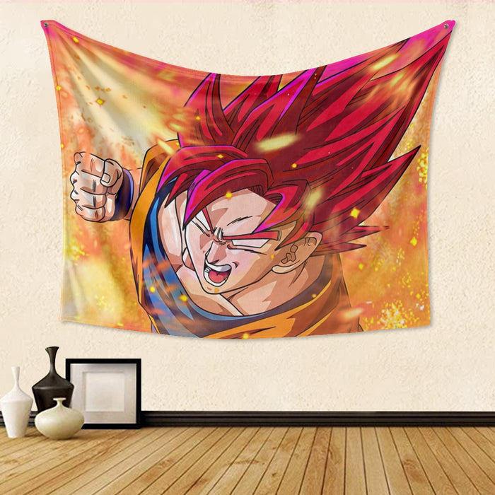 Dragon Ball Super Goku Rage Red Ultra Instinct Dope Tapestry