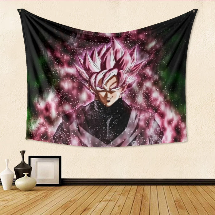 Dragon Ball Z Super Saiyan Goku Black Rose Pink Tapestry