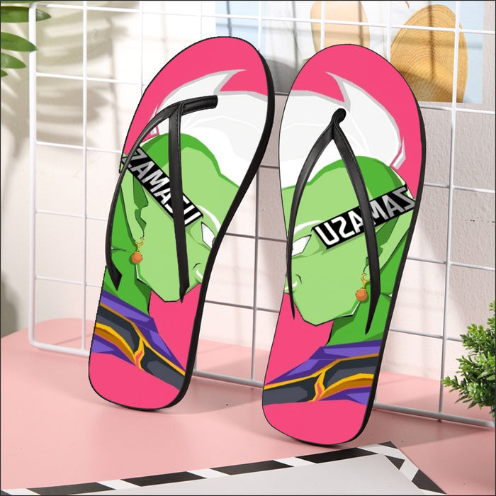 Dragon Ball Super Cool Grin Zamasu Potara Earring Pink Flip Flops