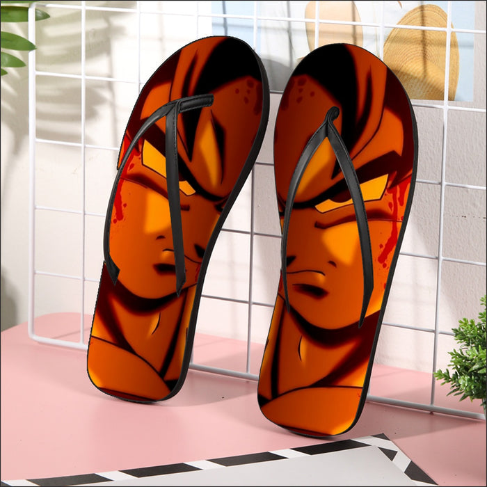 Dragon Ball Z Pissed Serious Son Goku Dope Orange Flip Flops