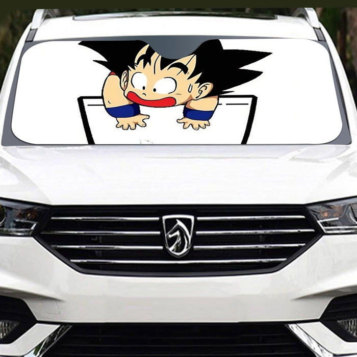 Smiling Goku On Pocket Of Dragon Ball Z Windshield Sunshade