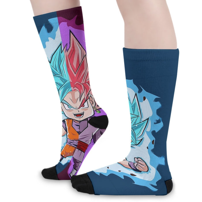 DBZ Goku Zamasu SSGSS God Blue Rose Super Saiyan Chibi Socks