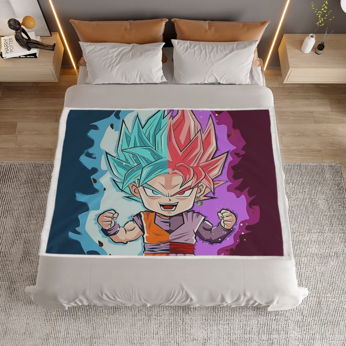 DBZ Goku Zamasu SSGSS God Blue Rose Super Saiyan Chibi Household Warm Blanket