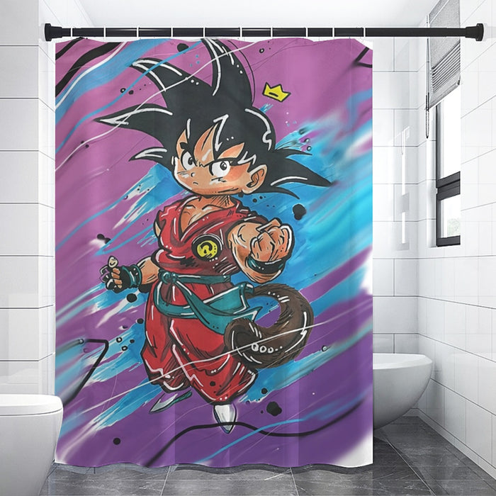 Dragon Ball Z  Kid Goku Graffiti Painting Shower Curtains