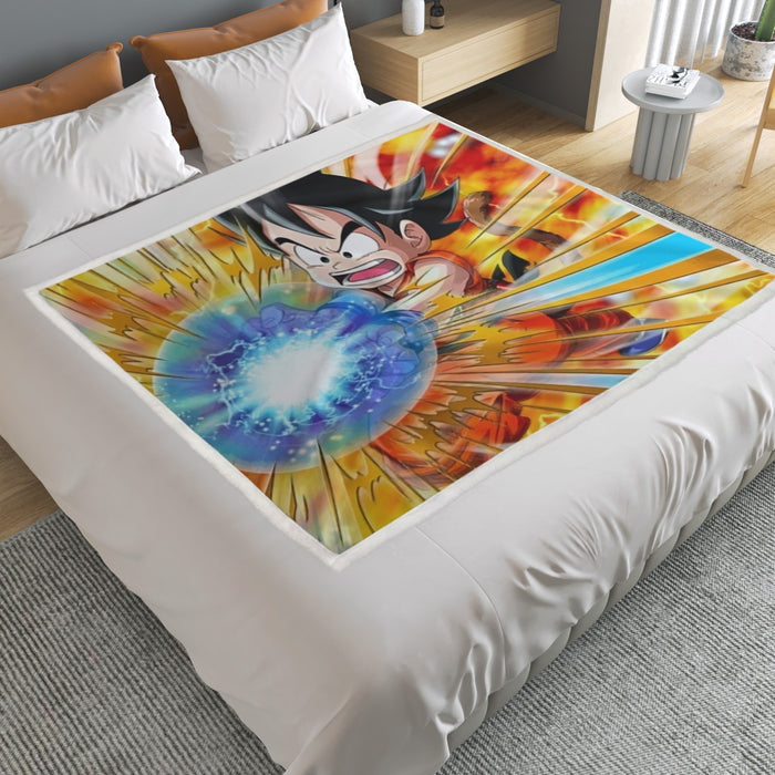 Dragon Ball Energy Kid Goku Blue Kamehameha Household Warm Blanket