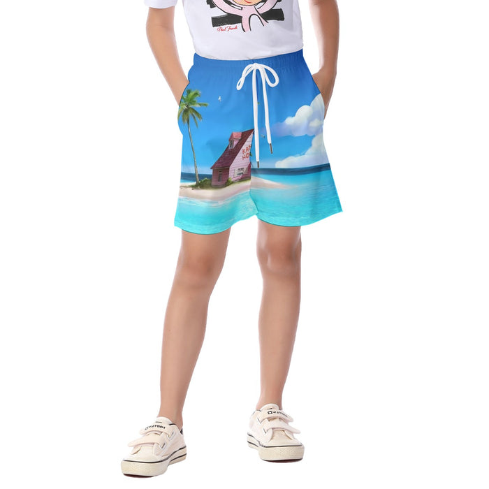 DBZ Master Roshi's Kame House Relax Vibe Concept Graphic Kid's Beach Shorts