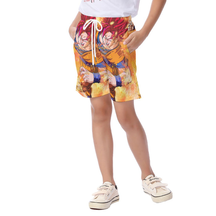 Dragon Ball Super Goku Rage Red Ultra Instinct Dope Kid's Beach Shorts