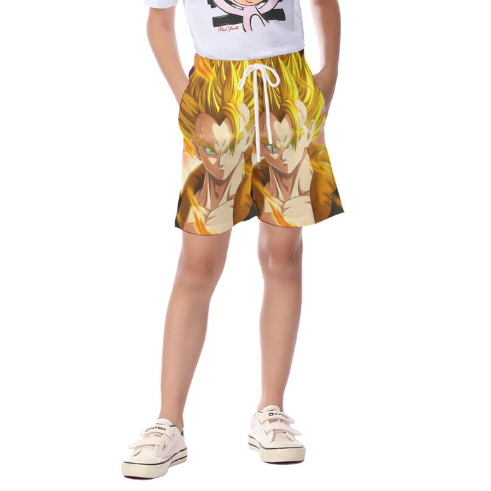 Dragon Ball Z Gogeta Super Saiyan Warrior Power Full Print Streetwear Cool Design Kid's Beach Shorts