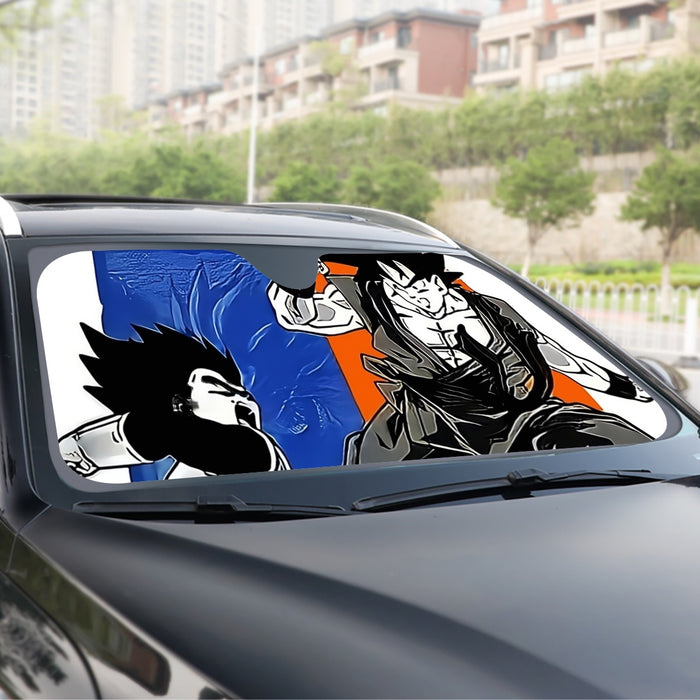 Red Goku And Blue Vegeta Fight Dragon Ball Z Windshield Sunshade