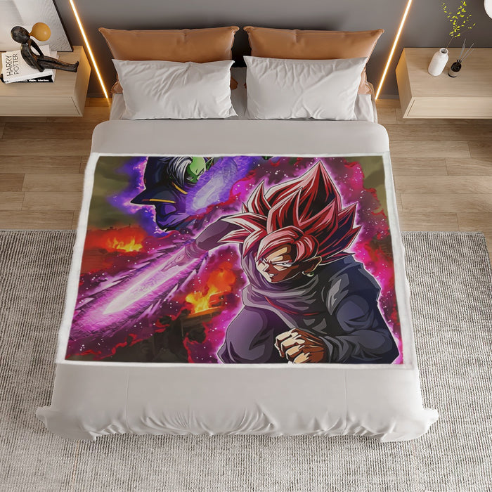 DBZ Goku Black Zamasu Super Saiyan Rose Dope Vibe Household Warm Blanket