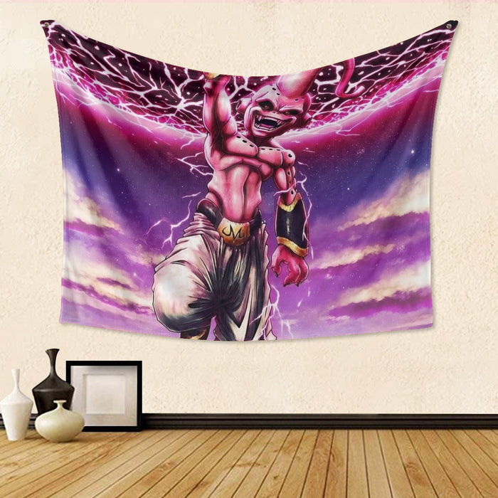 DBZ Kid Buu Super Villain Giant Ki Blast Realistic Design Tapestry