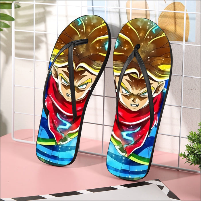 DBZ Rage Super Saiyan Trunks Portrait Unique Style Flip Flops