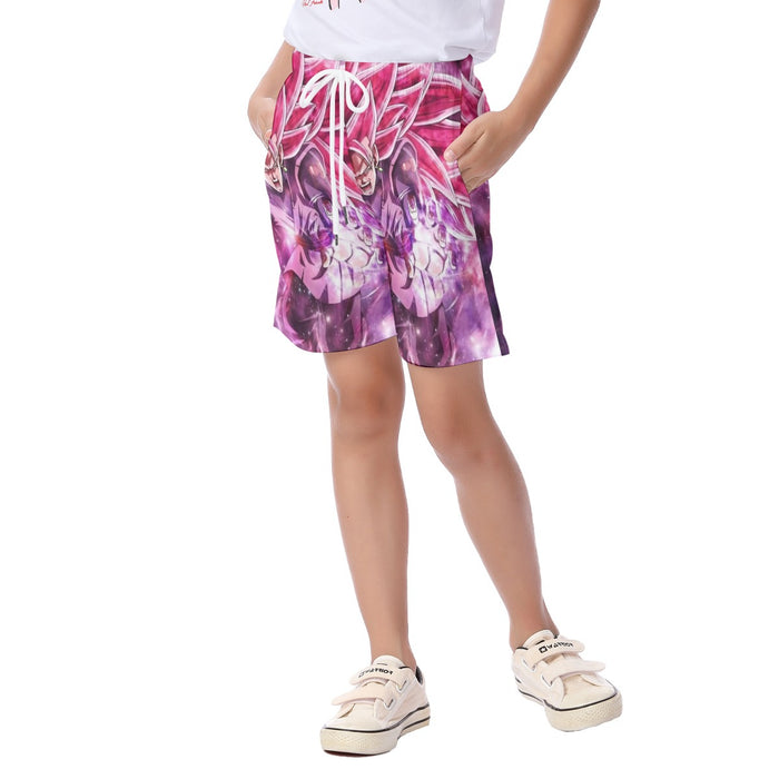 Dragon Ball Black Goku Rose 3 Ultra Instinct Epic 3D Kid's Beach Shorts