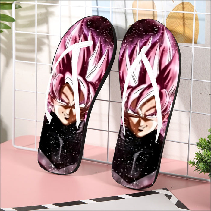 Dragon Ball Z Super Saiyan Goku Black Rose Pink Flip Flops