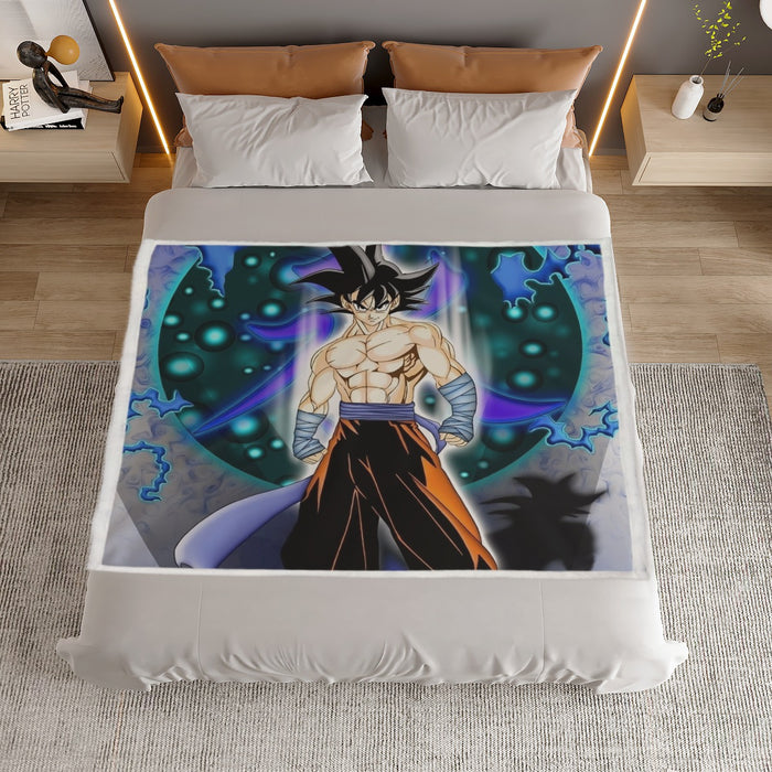 DBZ Goku Muscular Saiyan Vibrant Background Art Style Household Warm Blanket