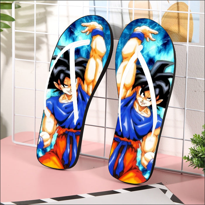 Dragon Ball Z Son Goku Cool Blue Aura Energy Ball Flip Flops