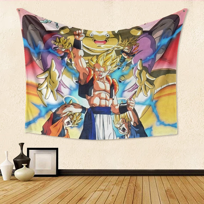 DBZ Goku Vegeta Fusion Saiyan Gogeta Colorful Design Streetwear Tapestry