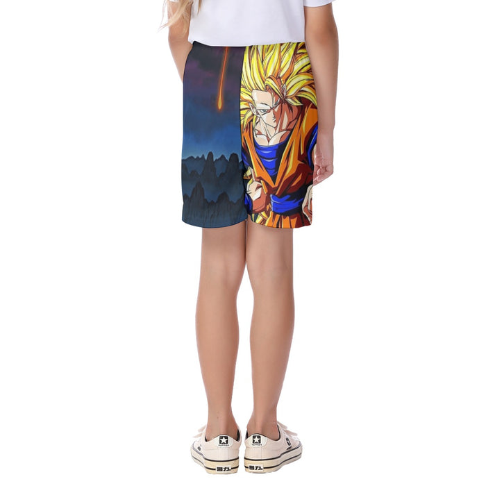 Super Saiyan 3 Goku Kid's Beach Shorts