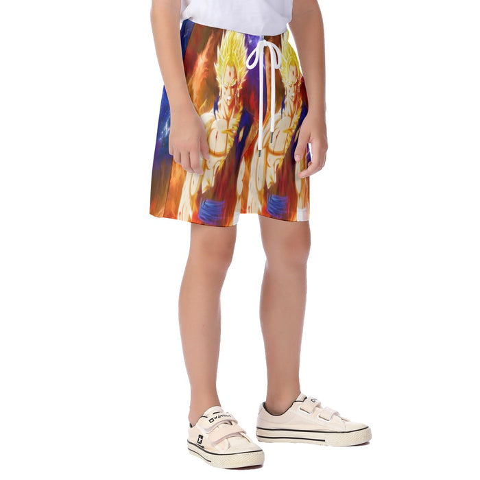 Dragon Ball Z Vegito Super Saiyan Angry Bruised Dope Kid's Beach Shorts