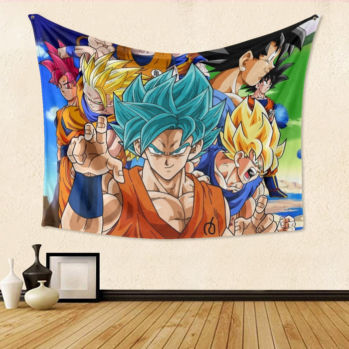 DBZ Goku Saiyan God Blue SSGSS Whis Symbol Cool Design Tapestry