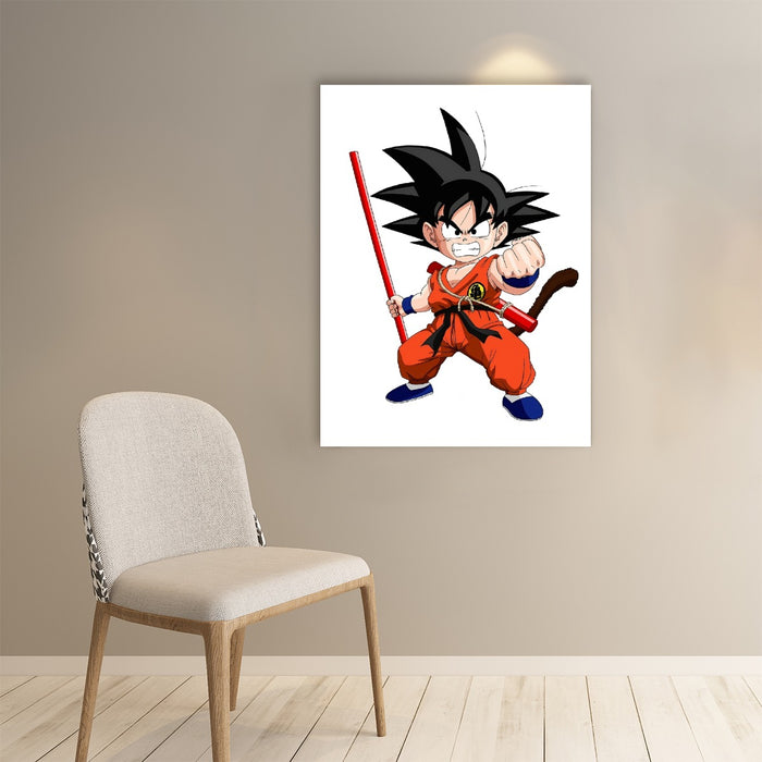 Kid Goku Fighting Dragon Ball Z Paper poster