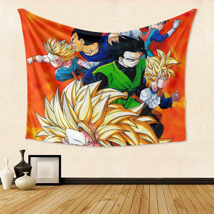 Dragon Ball Goku Super Saiyan 3 Vegeta Gohan Trending Design Tapestry