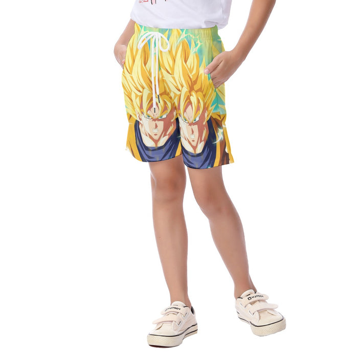 Dragon Ball Goku Super Saiyan Hero Thunder Design Street Style Kid's Beach Shorts