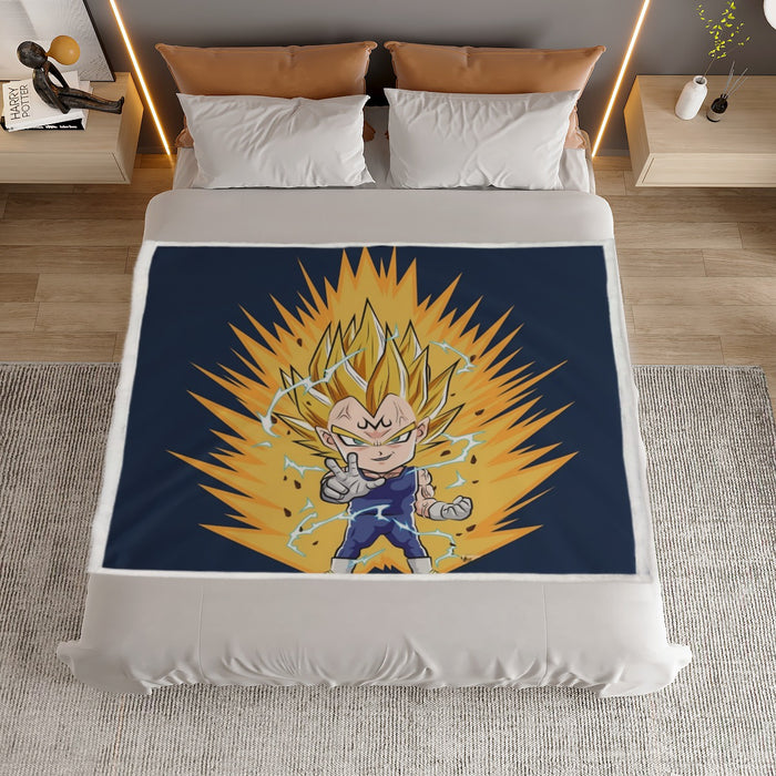 DBZ Majin Vegeta Super Saiyan Prince Power Aura Chibi Sketch Household Warm Blanket