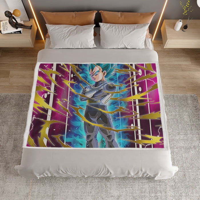 Dragon Ball Vegeta Super Saiyan God Blue SSGSS Aura Power Dope Design Household Warm Blanket