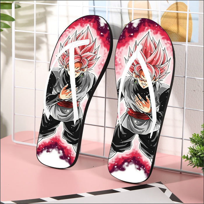 Dragon Ball Super Black Goku Rose 2 Super Saiyan Grin Flip Flops