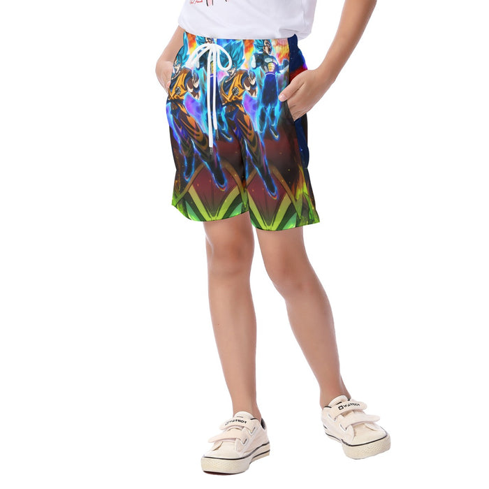 DBZ Legendary Broly Son Goku Vegeta Super Saiyan Blue Kid's Beach Shorts