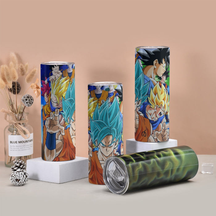 DBZ Goku Saiyan God Blue SSGSS Whis Symbol Cool Design Tumbler with twinkle surface