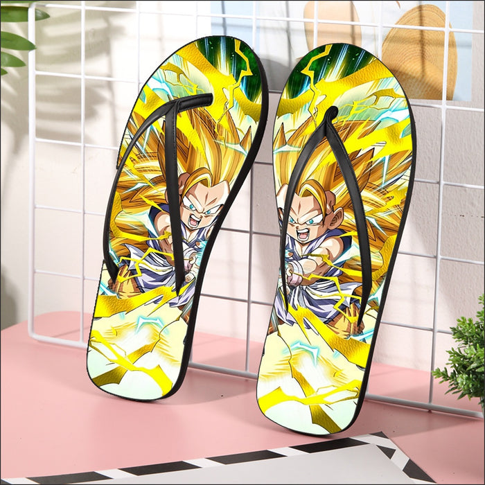 Dragon Ball Kid Goku SSJ3 Kamehameha  Flip Flops