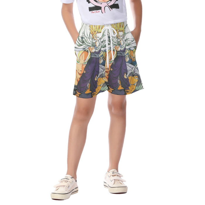 Dragon Ball Teen Gohan Super Saiyan Goku Vegeta Trunks Super Style Kid's Beach Shorts