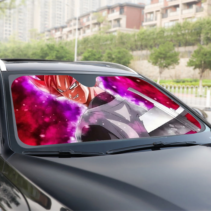 Dragon Ball Super Black Goku Rose Impaled Trunks Sword Windshield Sunshade