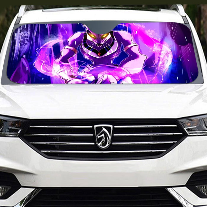 DBZ Mighty Destruction God Beerus Egyptian Cat Sport Design Windshield Sunshade