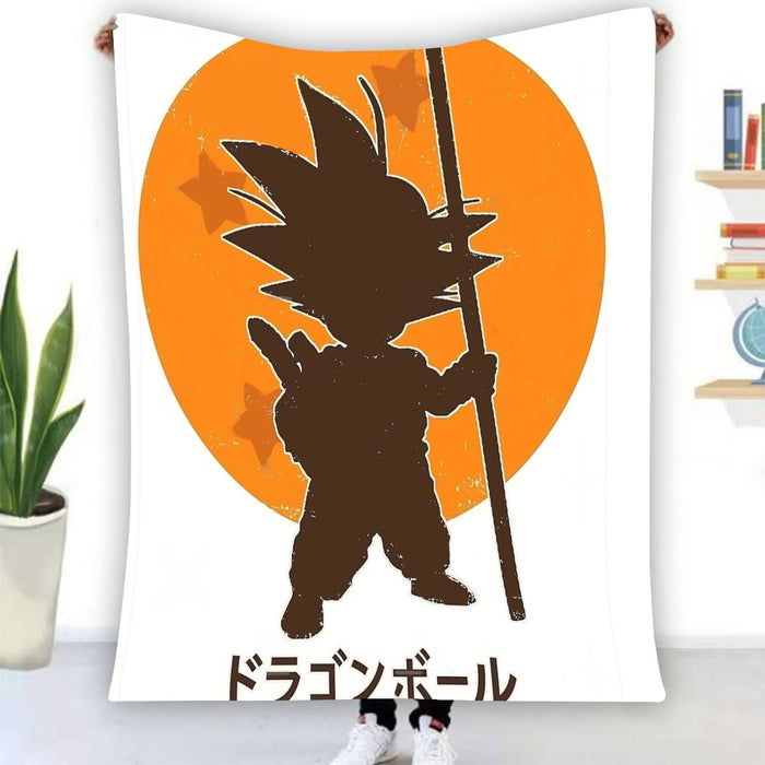 Dragon Ball Z Kid Goku Shadow Logo White  Blanket