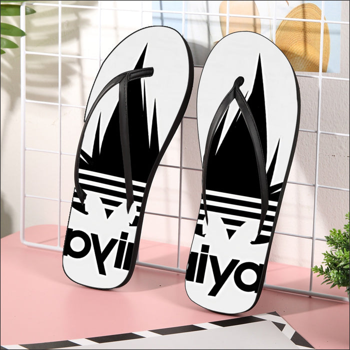 Dragon Ball Z Black Saiyan Adidas Parody Print Gray Flip Flops