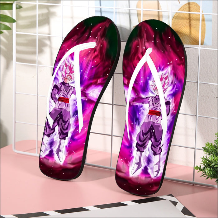 Goku Black Super Saiyan Rose Power Aura Streetwear Design Flip Flops