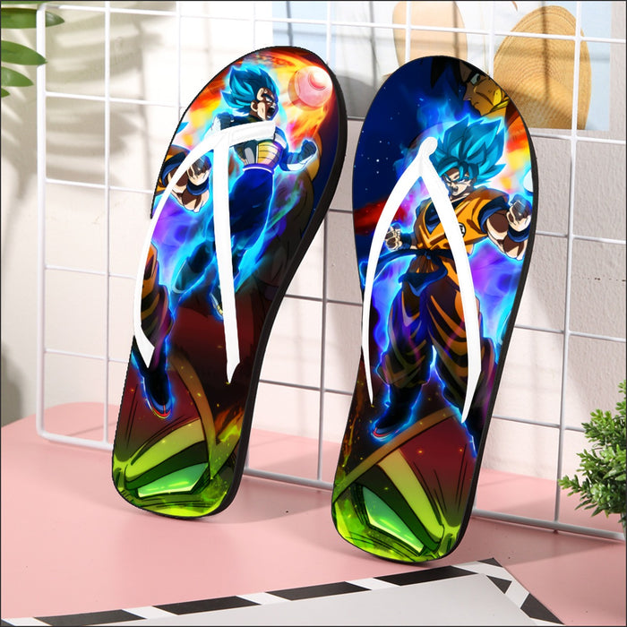 DBZ Legendary Broly Son Goku Vegeta Super Saiyan Blue Flip Flops