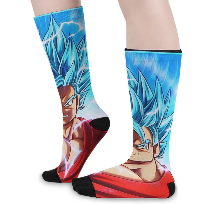 Dragon Ball Super Goku Blue Lightning SSGSS Design Socks