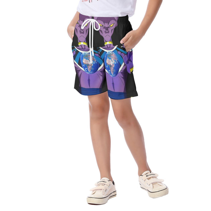 Dragon Ball Super Beerus God Destruction Earth  Kid's Beach Shorts