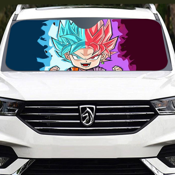 Dragon Ball Super Cute Chibi Blue Vegito Goku Rose Windshield Sunshade