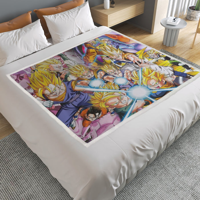 DBZ Goku Gohan Goten Super Saiyan Kamehameha Color Design Household Warm Blanket